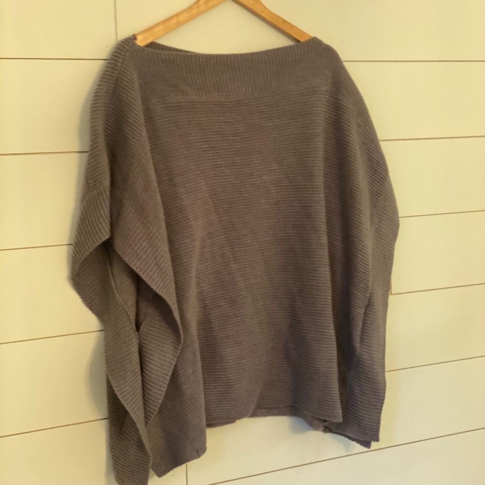 LOFT One Size Grey Ribbed Poncho
